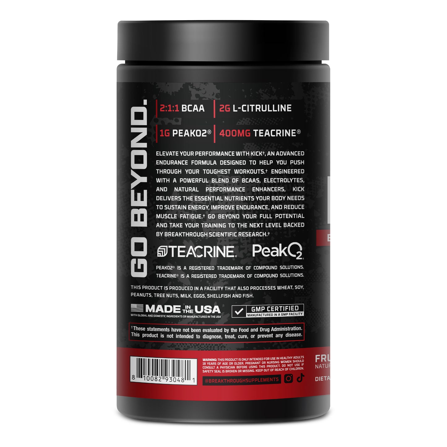 Kick — Endurance Primer Powder (Fruit Punch, 30 servings)