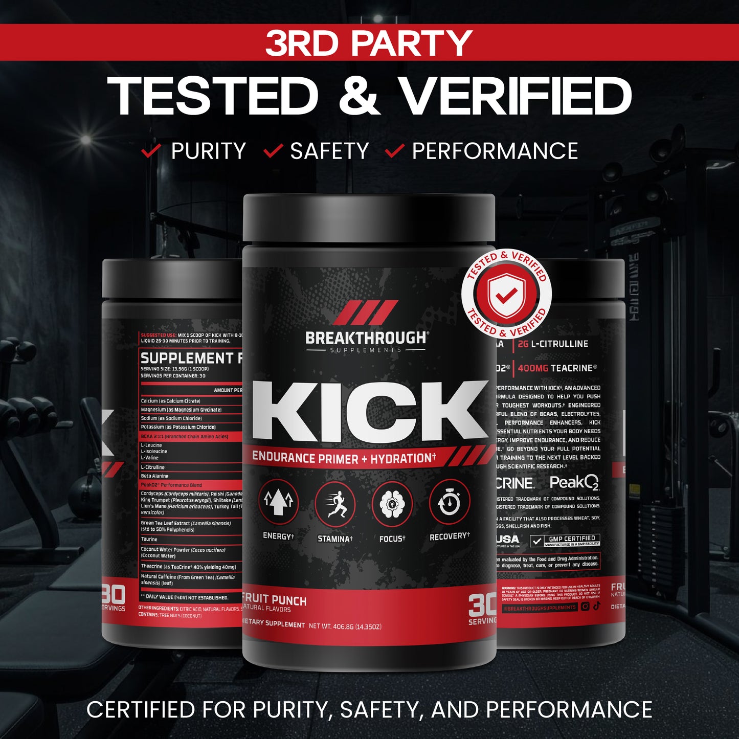 Kick — Endurance Primer Powder (Fruit Punch, 30 servings)